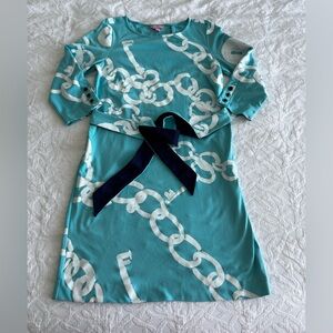 Lilly Pulitzer Jonah Shorely Blue Ball and Chain Posh Ponte Belt Tunic Dress MED
